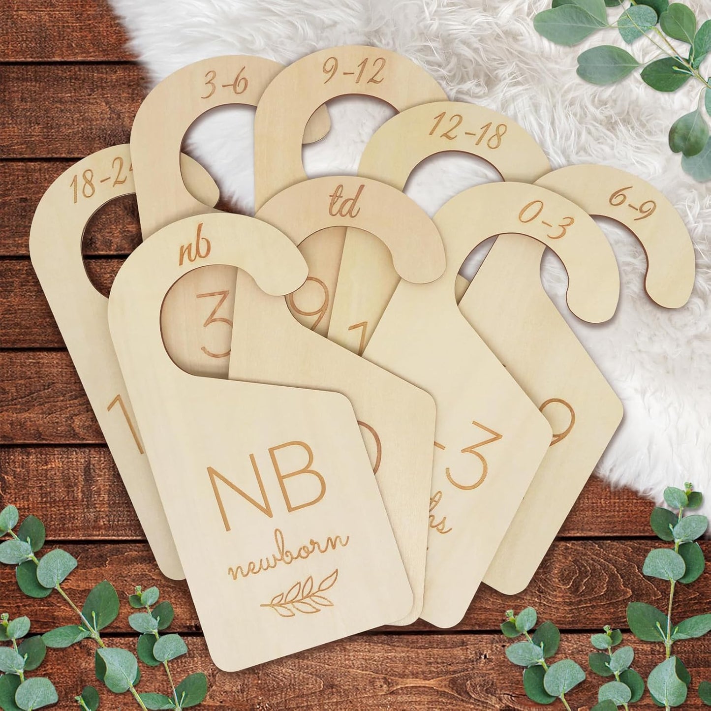 Skiennix Baby Closet Dividers - Wooden Size Organizers for Newborn to Toddler Clothes | Double-Sided Design