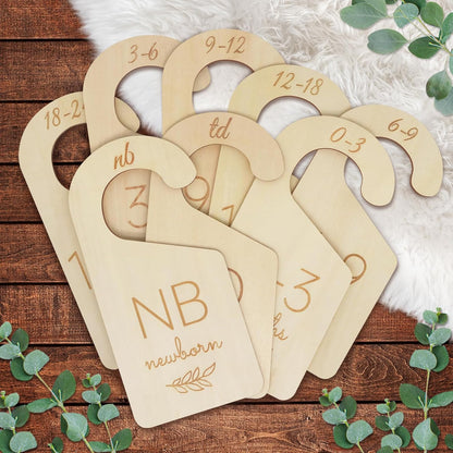 Skiennix Baby Closet Dividers - Wooden Size Organizers for Newborn to Toddler Clothes | Double-Sided Design