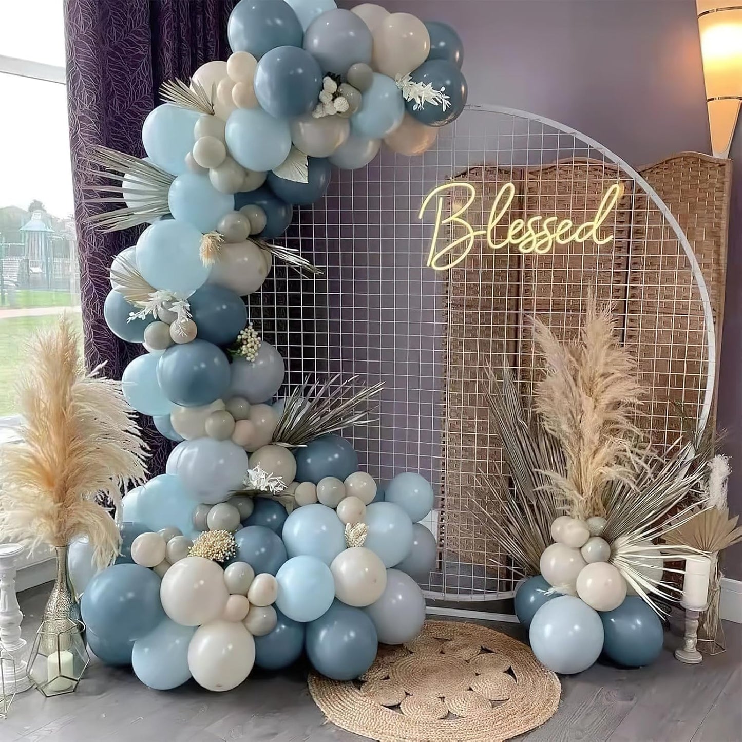 PartyWoo Dusty Blue Balloons - 155-Piece Boho Balloon Arch Kit | 18", 12", 10", 5" Sizes for Celebrations