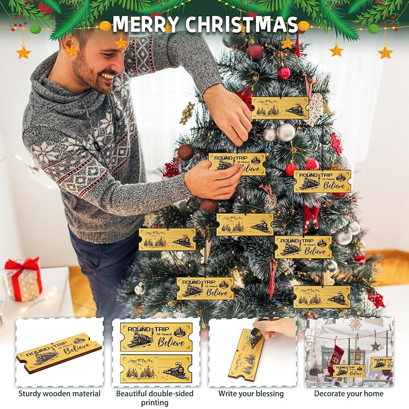 72 Pcs Polar Express Wooden Ticket Ornaments - Variation of THIS listing: 72+Ticket Ornaments - A