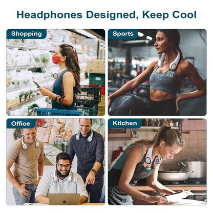 CIVPOWER Neck Fan: Portable Personal Neck Cooling Rechargeable Bladeless Fan - Hands Free 3 Speed 4000 mAh Battery USB Operated Wearable Headphone Design - Gift for Men Women Outdoor (White)