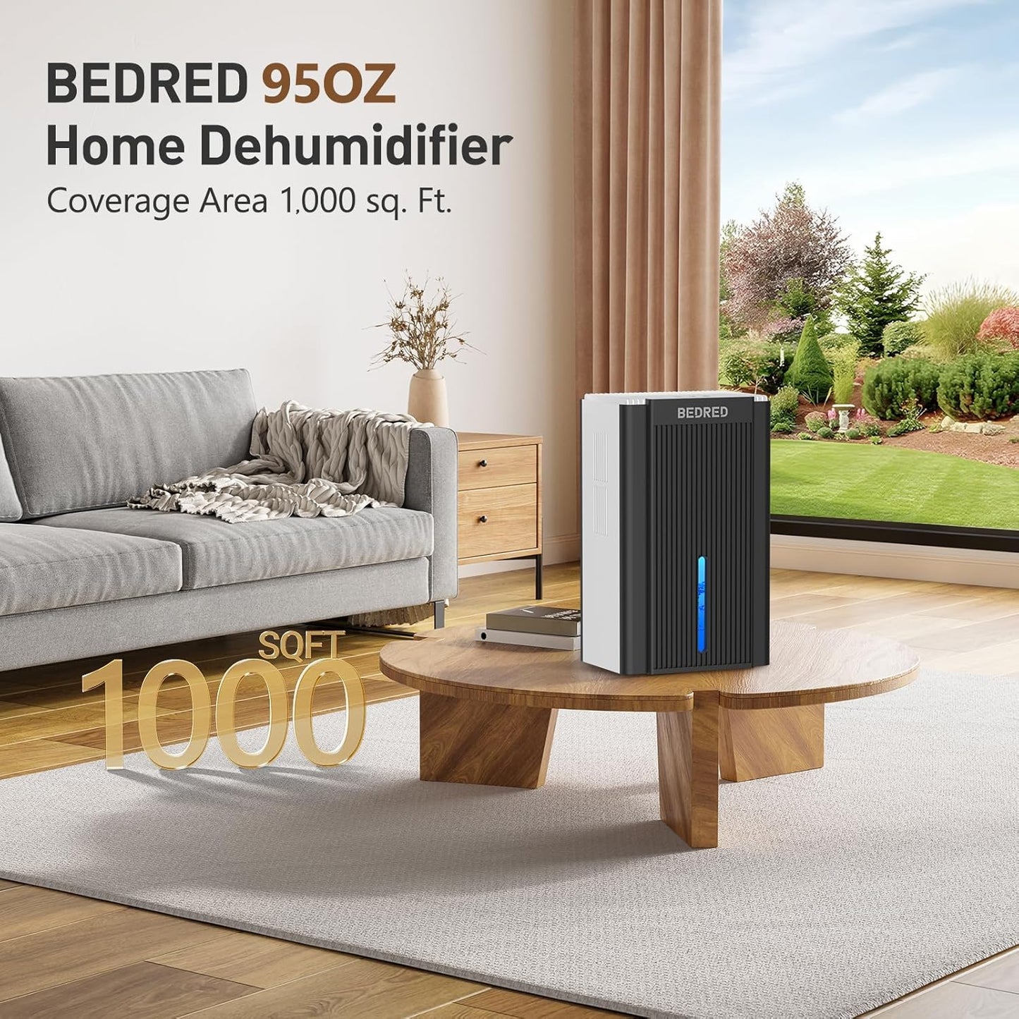 Skiennix Dehumidifier - 95OZ Capacity for 1000 Sq.Ft | Quiet Operation with Auto Shut Off & 7 Color Ambient Light - Ideal for Living Room, Bedroom, Basement (White/Black)