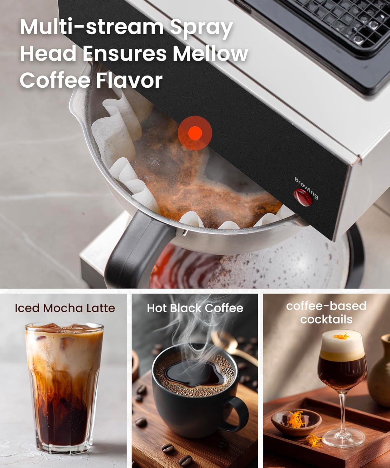 SYBO 12-Cup Commercial Coffee Maker - Industrial Stainless Steel Brewer with 2 Warmers