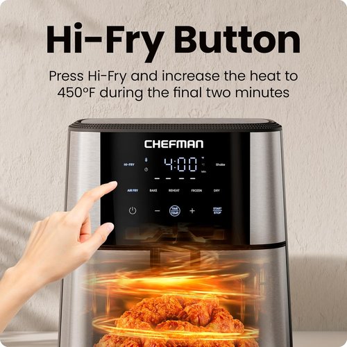 Chefman Air Fryer 6 Qt - TurboFry® 5-in-1 with 450°F Hi-Fry Option for Crispy Results | XL Nonstick Basket