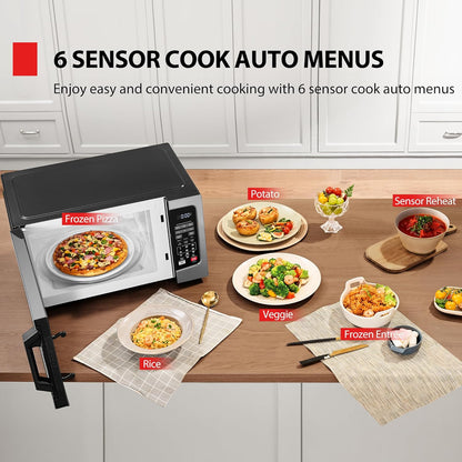 TOSHIBA Countertop Microwave Oven - 1.2 Cu Ft with Smart Humidity Sensor & 12 Auto Menus | Silver Finish