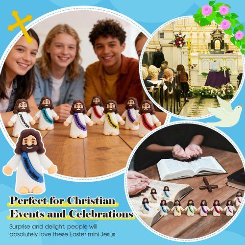 HSDJLXZ 36 Pack Little Jesus Figurines in Bulk, Mini Jesus Loves You Figures, Small Jesus Figurines, Tiny Jesus Figures for Church Christmas Party Favors Religious Easter Gifts for Egg Stuffers
