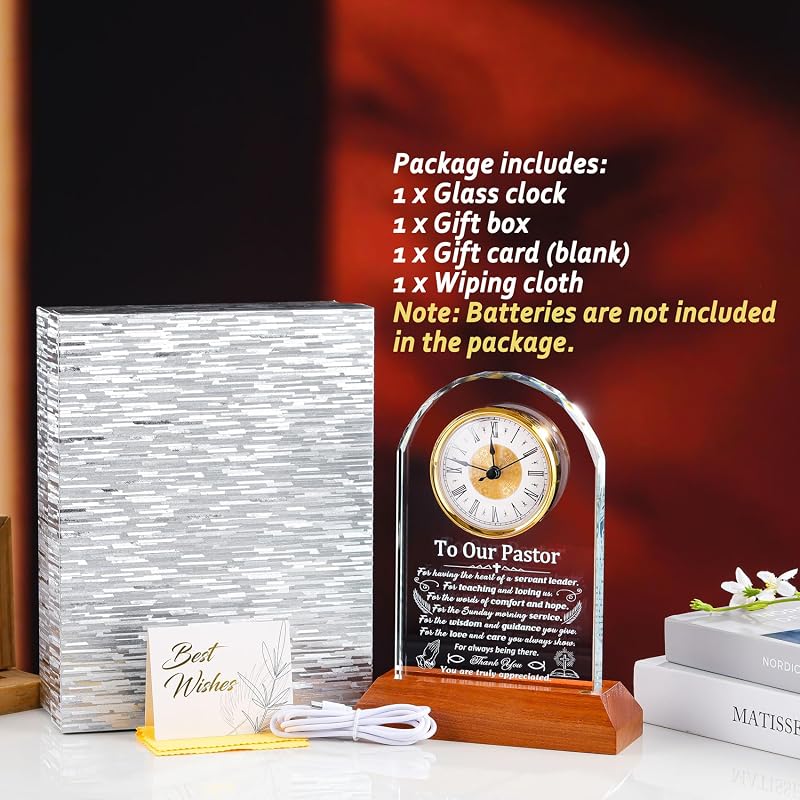 Pastor Crystal Clock Keepsake - Variation: Pastor