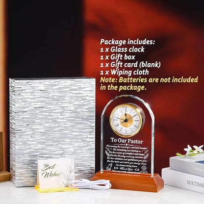 Pastor Crystal Clock Keepsake - Variation: Pastor