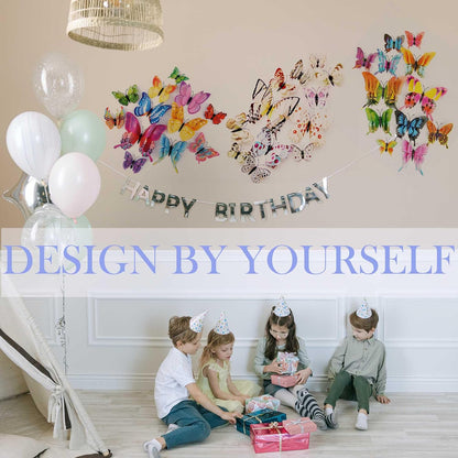 OPSEAM 3D Butterfly Wall Decor - 72 PCS Magnetic Stickers for Party Decorations | White
