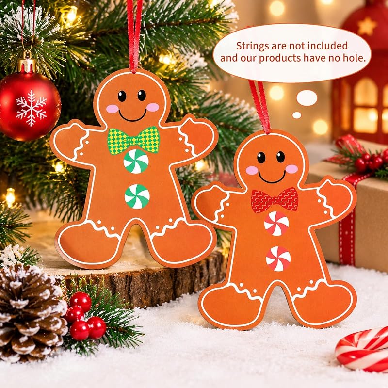 Christmas Peppermint Candy Cane Gingerbread Cutouts - 30 Pcs