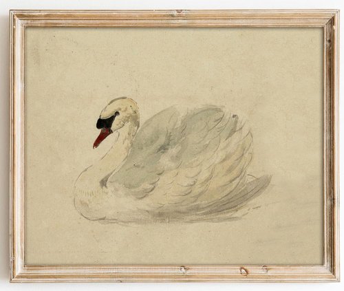 Kizbok Vintage Wall Art - Rustic Watercolor Swan Canvas Print | Unframed 8" x 10" Decor for Home