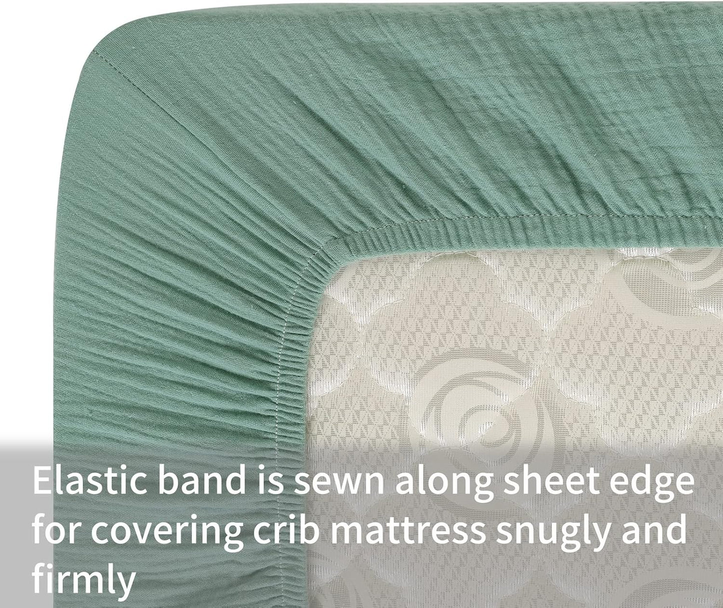 Onacosht Muslin Crib Sheets - Soft 100% Cotton Fitted Sheets for Standard Toddler Crib | 2-Pack in Grey & Green
