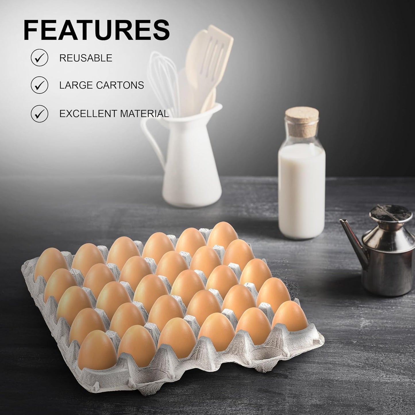 MT Products Egg Cartons - Durable Pulp Fiber Holds 30 Eggs | Pack of 15 - Made in the USA