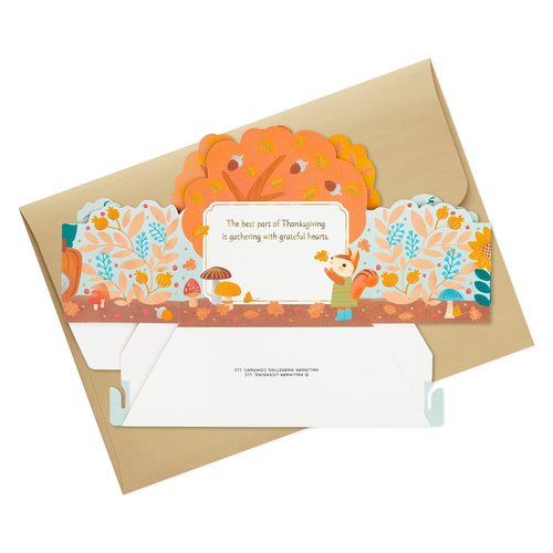 Hallmark Paper Wonder Displayable Pop Up Thanksgiving Card (Woodland Feast)