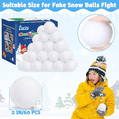 Luces 60 PCS Indoor Snow Balls - Soft Artificial Winter Toss Game | DIY Parent-Child Interaction
