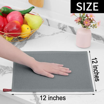 Homaxy 100% Cotton Dish Cloths - Ultra Soft, Absorbent & Quick Drying | 12-Pack, 12 x 12 Inches, Grey