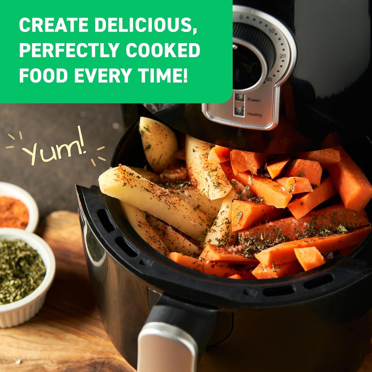 Air Fryer Cheat Sheet Magnets | Cooking Guide Booklet for Easy Meal Prep - Kitchen Gadgets for Home Cooks