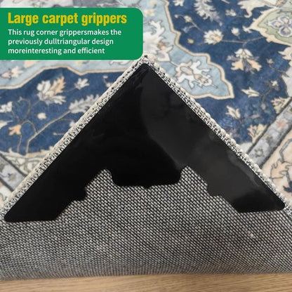 Large Non-Slip Rug Pads by [Brand Name] - 8 Pcs Reusable Double-Sided Carpet Tape for Hardwood Floors