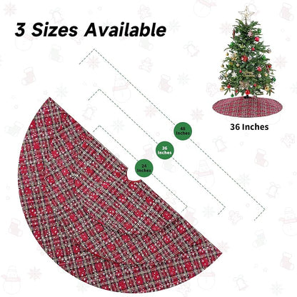 Christmas Plaid Tree Skirt 36-Inch Red & Green Buffalo Check with Snowflakes – Includes Variation Red/Green+36 Inches