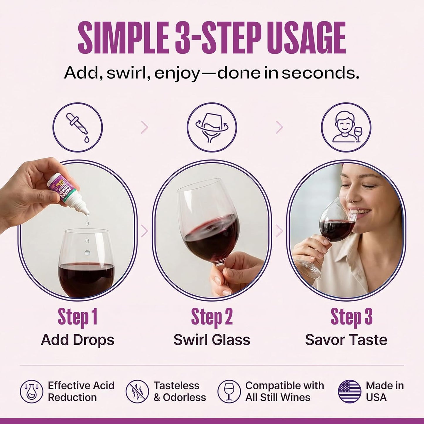 Wine Tamer Liquid Drops 0.6 oz Pack of 1 Made in USA – All Natural Liquid Acid Reducers for Red and White Wine, Non-GMO, Keto Friendly, Sugar-Free, Gluten-Free, Easy-to-Use Drops for Digestive Balance