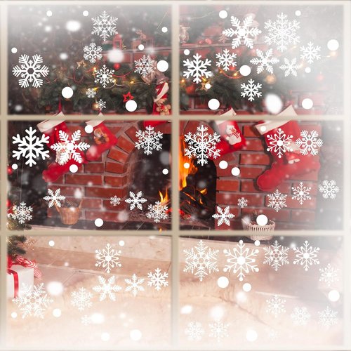 Afmivs Christmas Window Clings - 321PCS Snowflake Stickers for Holiday Decor | 9 Sheets for Indoor Use