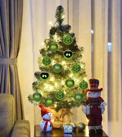 Skiennix 12-Piece Green Shatterproof Christmas Ball Ornaments - Medium Tree Decorations for Holiday Decor