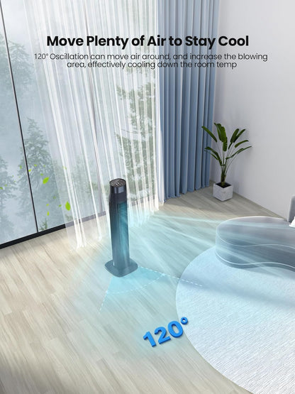 Uthfy Bladeless Tower Fan - 31” Oscillating Electric Fan with Remote, 3 Speeds, Quiet Operation, Black