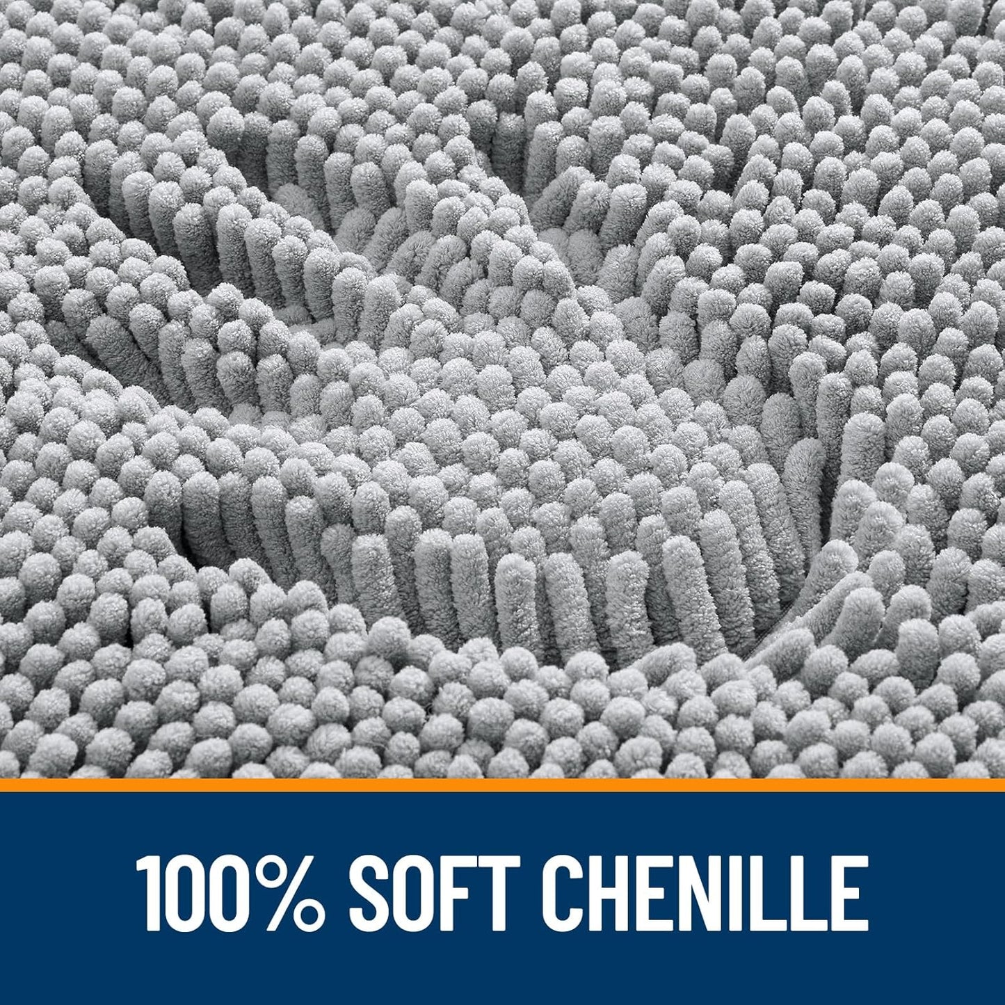 OLANLY Bathroom Rugs - Extra Soft Chenille Bath Mats with Rubber Backing | 36x24, Quick Dry, Light Grey