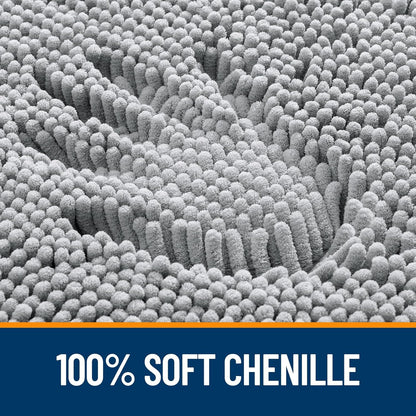 OLANLY Bathroom Rugs - Extra Soft Chenille Bath Mats with Rubber Backing | 36x24, Quick Dry, Light Grey