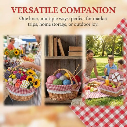 Abaodam Washable Basket Liners - Reusable Fabric Inserts for Wicker & Wire Baskets | Boho Farmhouse Decor
