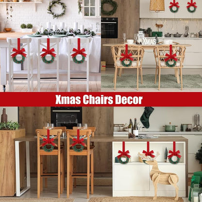 Sggvecsy 8'' Christmas Mini Cabinet Wreath with Red Burlap Bow, 12 Pcs – Red Berry Artificial Wreath for Kitchen Cabinet, Window & Door (Variation: Red)