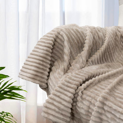 PAVILIA Cozy Fleece Bed Blanket King - Super Soft Plush Luxury Flannel Throw | Warm Ribbed Microfiber (Taupe Tan, 90x108 Inches)