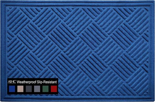 A1HC Durable Heavy-Duty Door Mat - Waterproof & Easy Clean | Indoor/Outdoor, 18x30 Inches, Checkered Blue