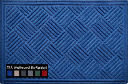 A1HC Durable Heavy-Duty Door Mat - Waterproof & Easy Clean | Indoor/Outdoor, 18x30 Inches, Checkered Blue