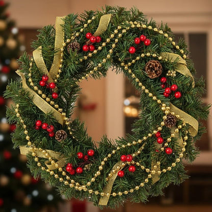Variation of THIS listing: WILLBOND 99 ft Gold Beaded Garland for Christmas Tree - Faux Pearl Bead