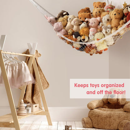 Skiennix Stuffed Animal Storage Hammock - Large Corner Net for Plush Toy Organization | Cute Nursery Decor