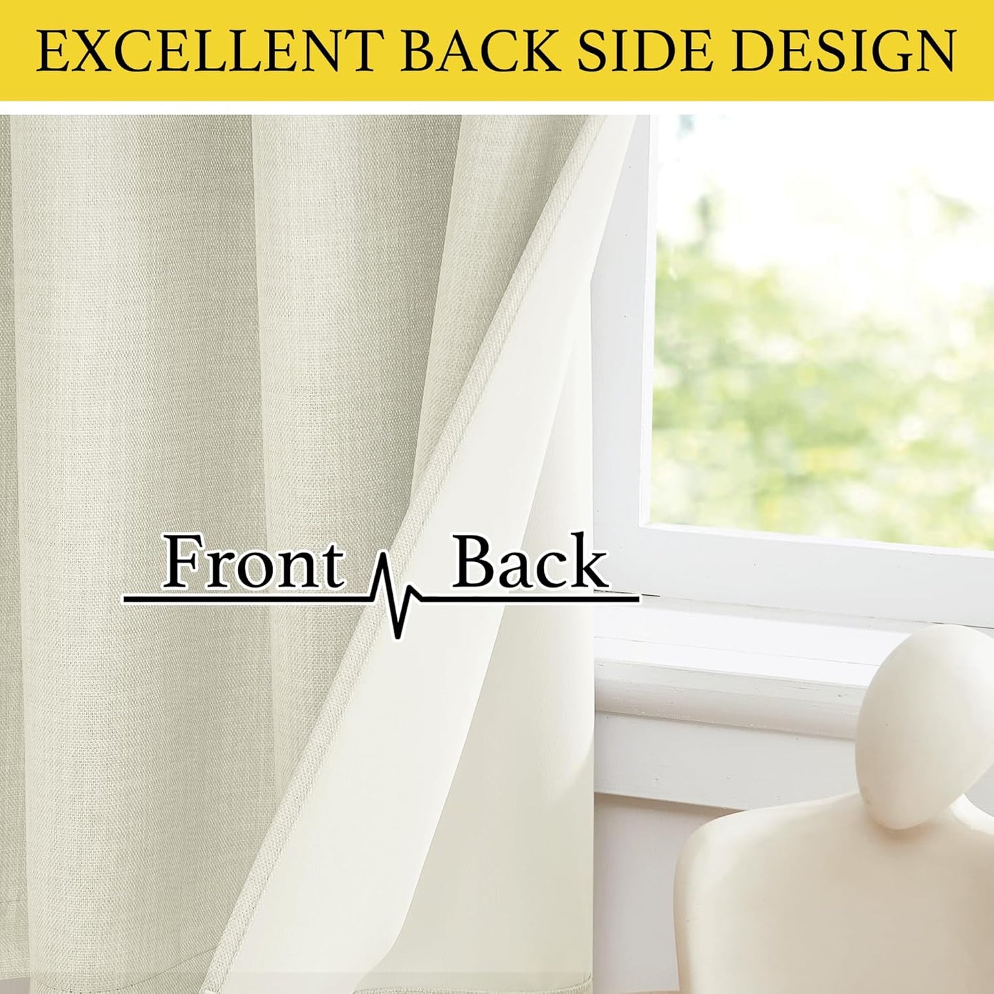 NICETOWN Natural Linen Room Darkening Curtain Valances - Thermal Insulated Short Curtains, W52 x L30, Set of 2