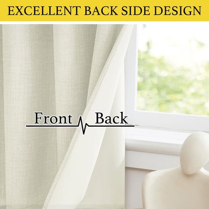 NICETOWN Natural Linen Room Darkening Curtain Valances for, Grommet Faux Linen Blend Short Curtains Thermal Insulated Window Tiers for Kitchen Over Sink, W52 x L30, Set of 2