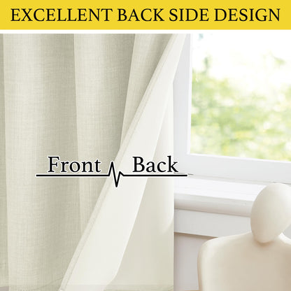 NICETOWN 30 Inch Length Curtain Valances, 2 Panels Blackout Thermal Insulating Small Half Curtain Tiers for Kitchen with Top Grommet, Window Covering for Bathroom (Natural, 34 x 30 Inch Length)