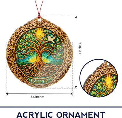 St. Patrick's Day Gifts | Tree of Life Ornament - Celtic Decor with Shamrock Blessing Card
