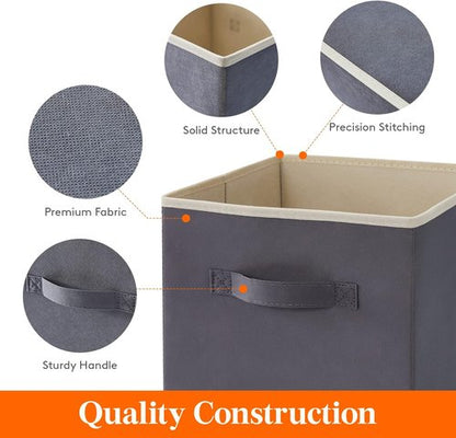 Lifewit Storage Cubes - Foldable Fabric Baskets for Home Organization | 13-Inch Gray, 6-Pack