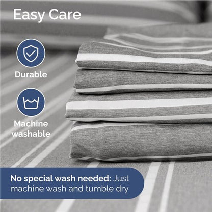 Full Size 4 Piece Sheet Set - Comfy Breathable & Cooling Bed Sheets Set - Hotel Luxury Bedding for Women, Men, Kids, Teens, Boys & Girls - Deep Pockets, Soft, Wrinkle Free - Oeko-Tex - Grey Stripes 3
