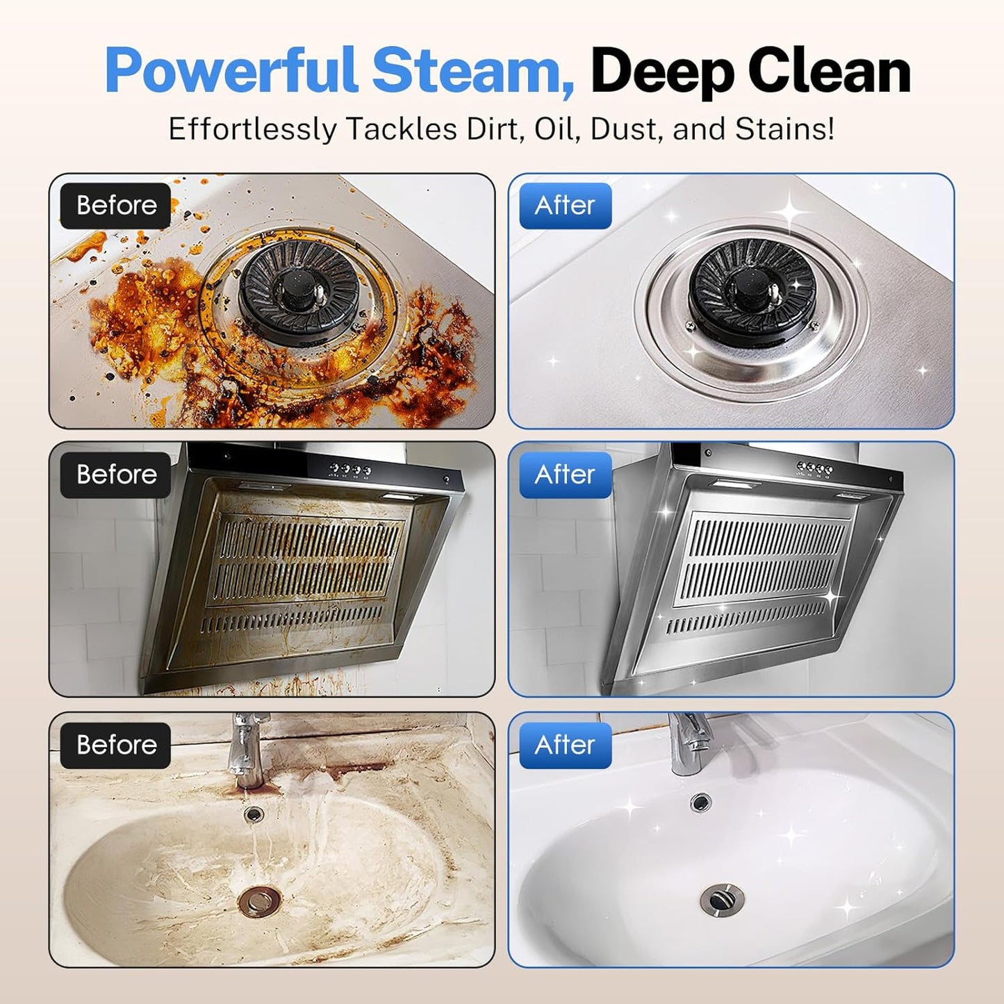 ODSD Steam Cleaner - Handheld 3-Level Adjustable Steamer for Home & Car | 15s Heat-Up, 1.6L Tank, 15 Accessories