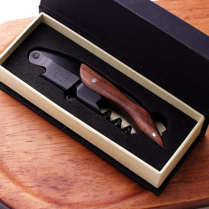 wine opener Professional Corkscrews for Wine Bottles w/Foil Cutter and Cap Remover - Manual Wine Key for Servers, Waiters, Bartenders and Home Use - Classic Rosewood