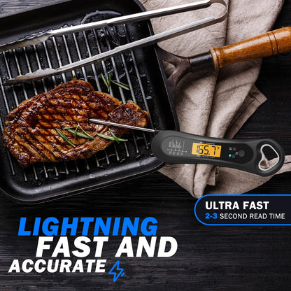Skiennix Digital Meat Thermometer - Instant Read Kitchen Gadget with Backlight & Bottle Opener | Perfect for BBQ, Turkey, Candy, and Liquids