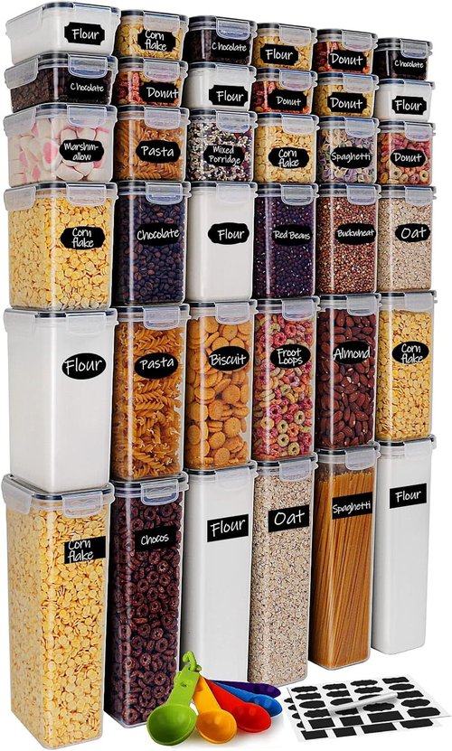 MCIRCO Airtight Food Storage Containers - 36-Piece Set for Kitchen & Pantry Organization | Includes Labels & Measuring Cups