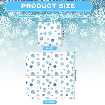 Glenmal 100 Pcs Christmas Snowflake Paper Napkins - Disposable Guest Towels