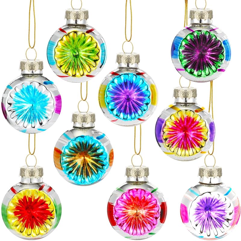 Elegant 9 Pcs 65mm Glass Christmas Ornaments - Retro Hemisphere Multicolor Set