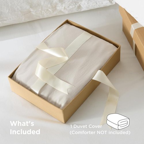 Bedsure Duvet Cover - Extra Soft Prewashed Cotton-Like Polyester, Full Size 80x90 Inches, Linen