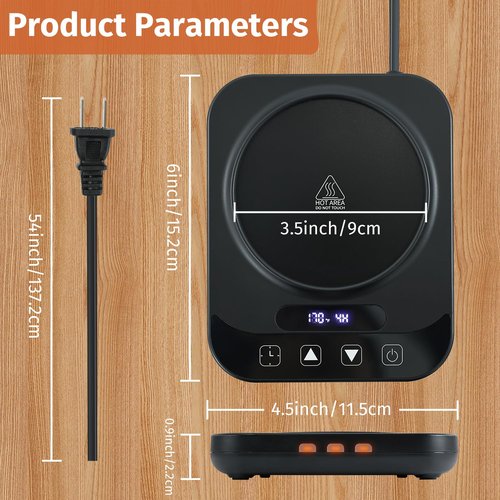 Coffee Mug Warmer - 36W Smart Cup Warmer for Coffee with 9-Temp Settings Display, 1-12H Timer, Electric Beverage Tea Water Milk Warmer for All Cups and Mugs